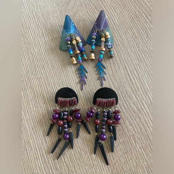 Boho statement earrings 2 pairs - Picture 1 of 4